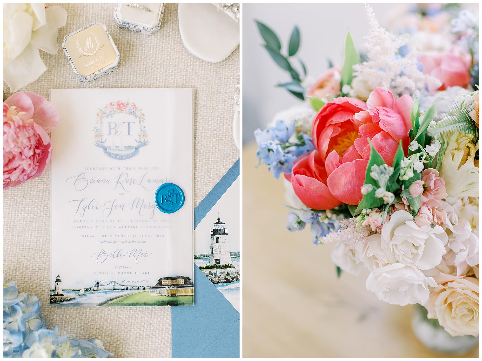 A Belle Mer Wedding Inspired by Newport Summers, Coastal Blues & Italian Heritage